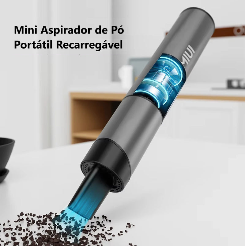 Mini Aspirador de Pó Portátil Sem Fio com 3 Cabeças de Sucção - Fácil de Limpar Teclado, Mesa e Carro via USB.