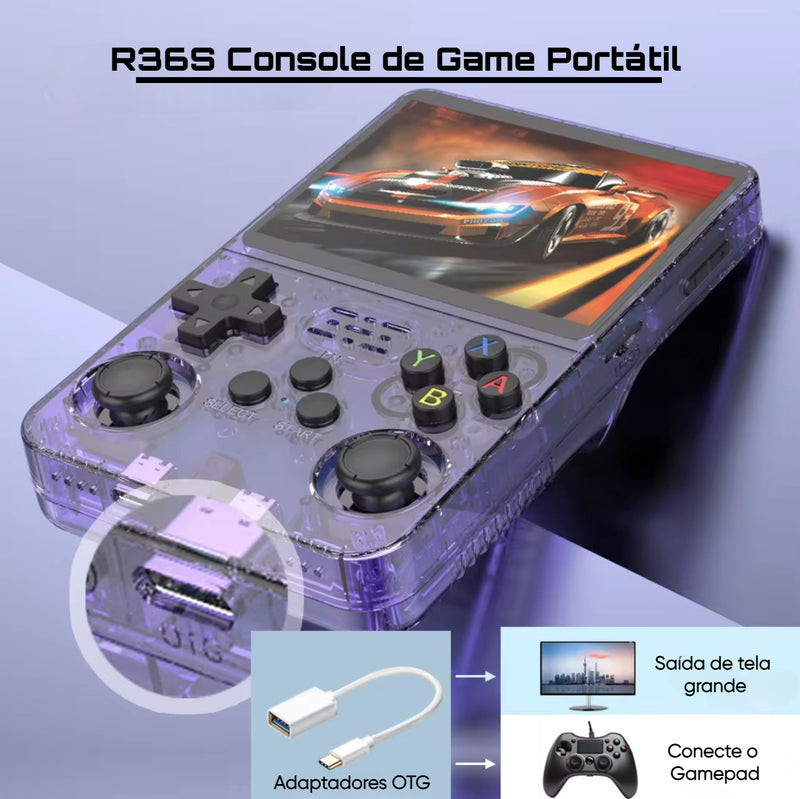 🎮 Game Console Retrô Portátil R36S – Diversão Sem Limites no Seu Bolso! 🚀 128GB, Tela IPS 3.5", Sistema Linux, +64GB de Jogos 🔥