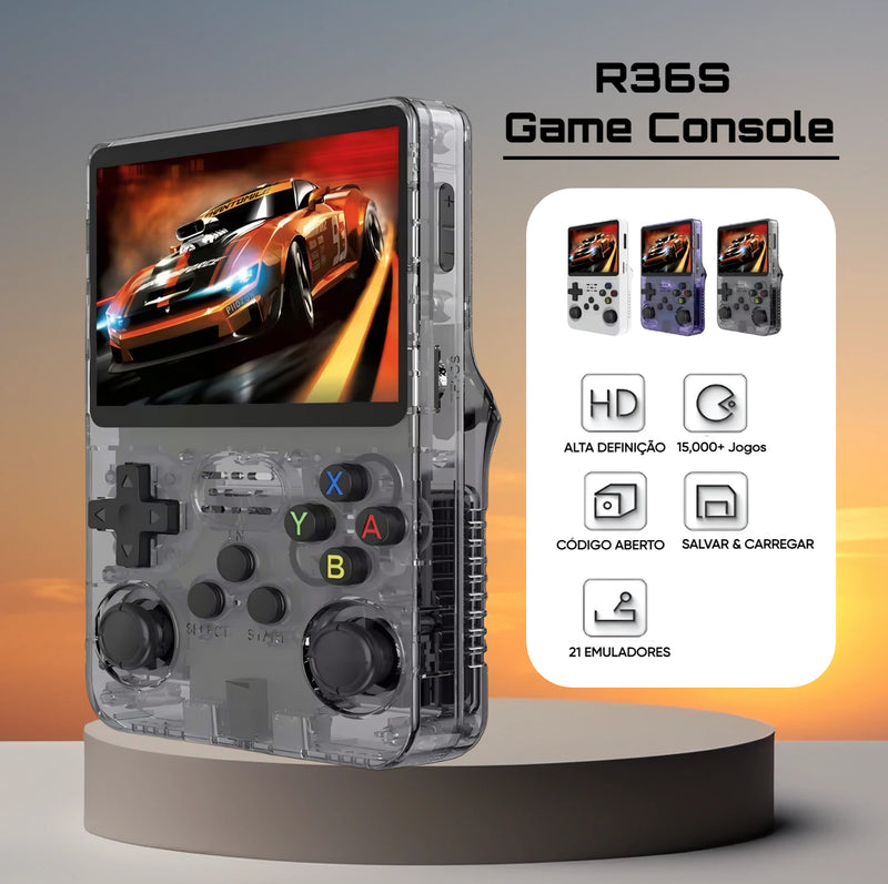 🎮 Game Console Retrô Portátil R36S – Diversão Sem Limites no Seu Bolso! 🚀 128GB, Tela IPS 3.5", Sistema Linux, +64GB de Jogos 🔥