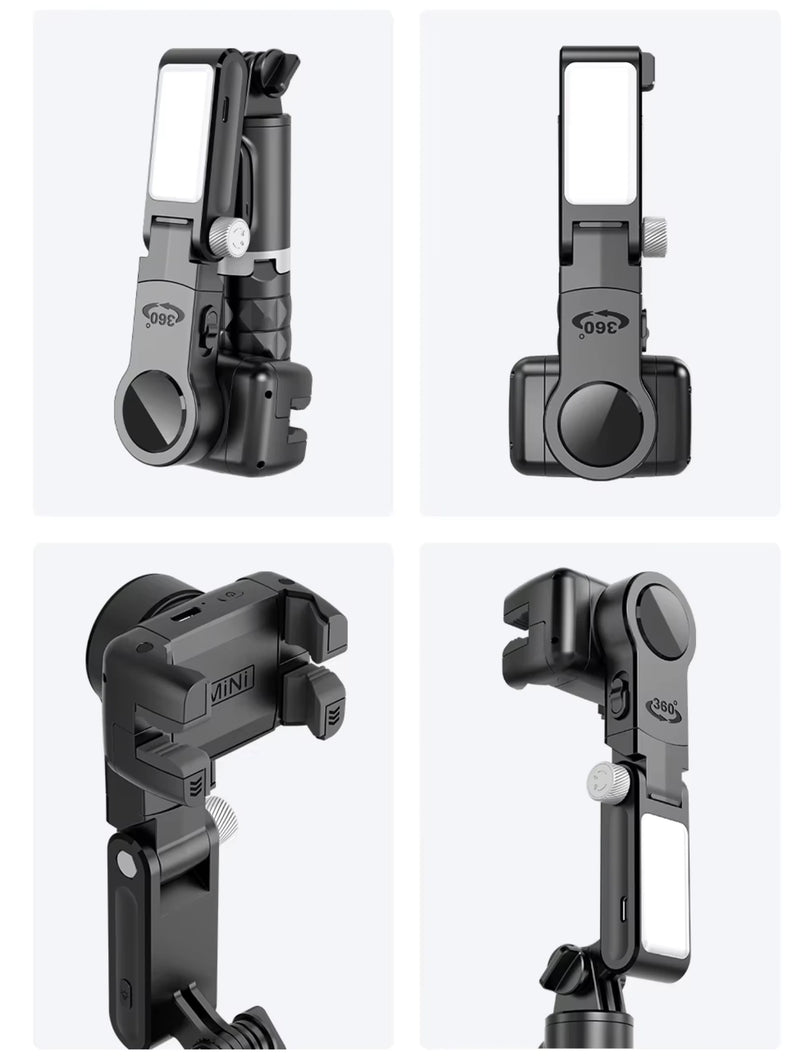 Tripé de Rotação 360° com Estabilizador Gimbal para Smartphones.