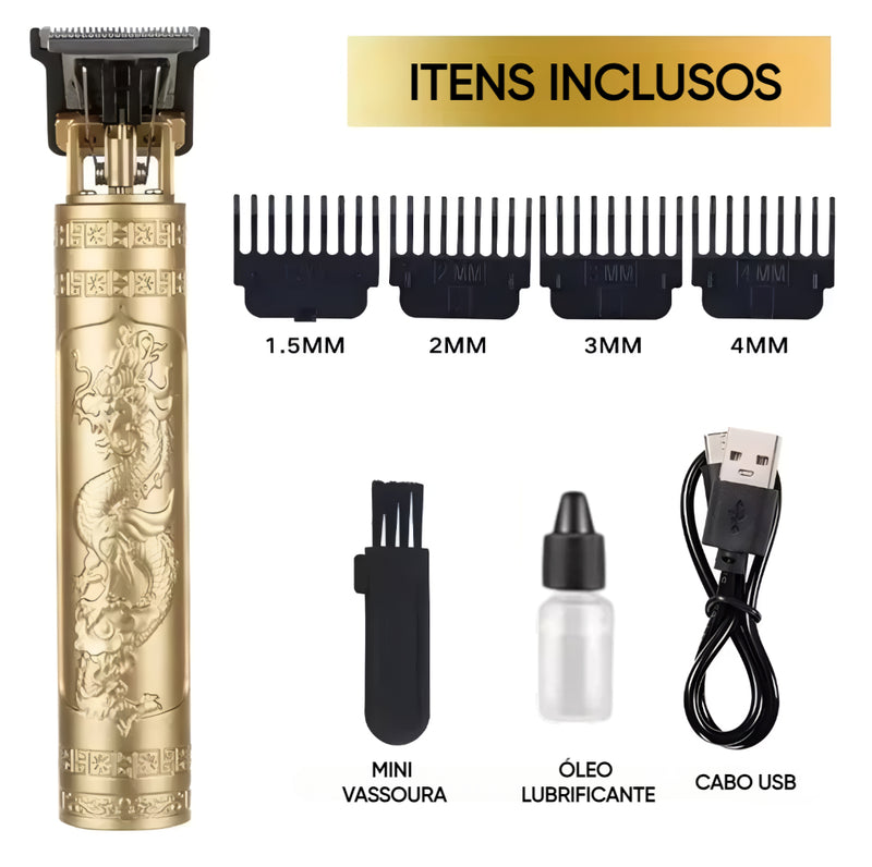 Máquina de Cortar Cabelo e Barba Profissional Vintage, Recarregável