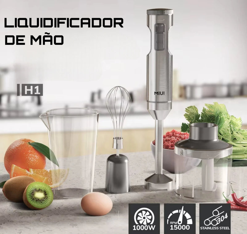 MIUI-Misturador Portátil, Poderoso para Alimentos, em Aço Inoxidável, 1000W Processador de 500ml 400ml 4-em-1 com Copo de Mistura.