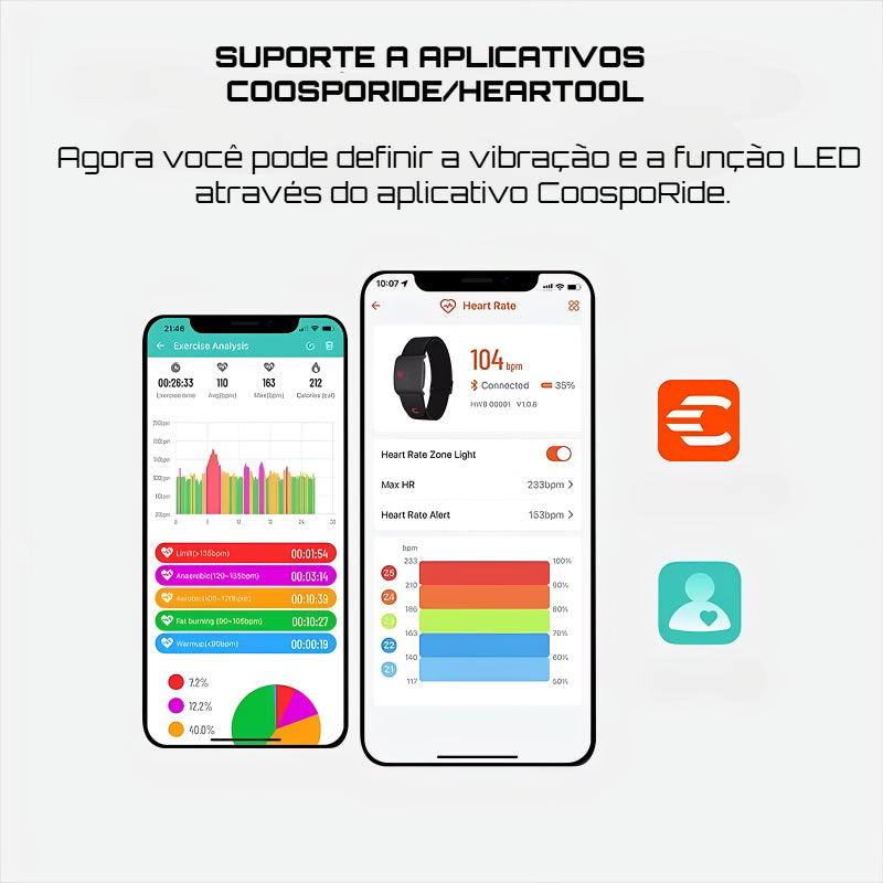 COOSPO HW9 - Monitor de Frequência Cardíaca de Braço com Zonas de FC e Sensor HRM