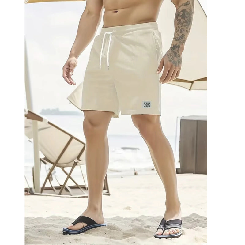 Shorts Masculinos Casuais de Cordão em Veludo Cotelê.