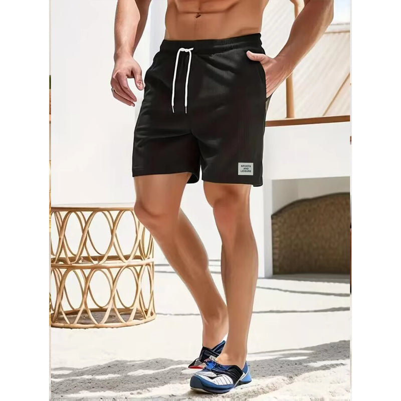 Shorts Masculinos Casuais de Cordão em Veludo Cotelê.