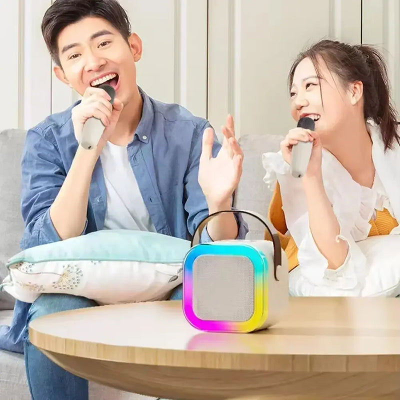 Karaokê Bluetooth K12 – Sistema de Som Portátil 5.3 PA com 1-2 Microfones Sem Fio, Perfeito para Casa, Cantar em Família e Presentes para Crianças