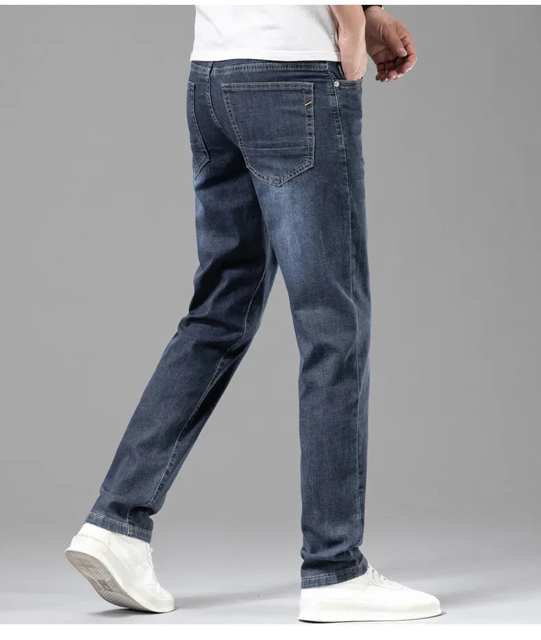 Calça Jeans Masculina Fina de Algodão, Elástica e Confortável