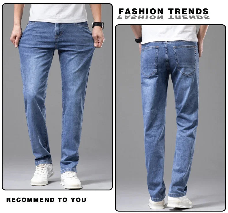 Calça Jeans Masculina Fina de Algodão, Elástica e Confortável