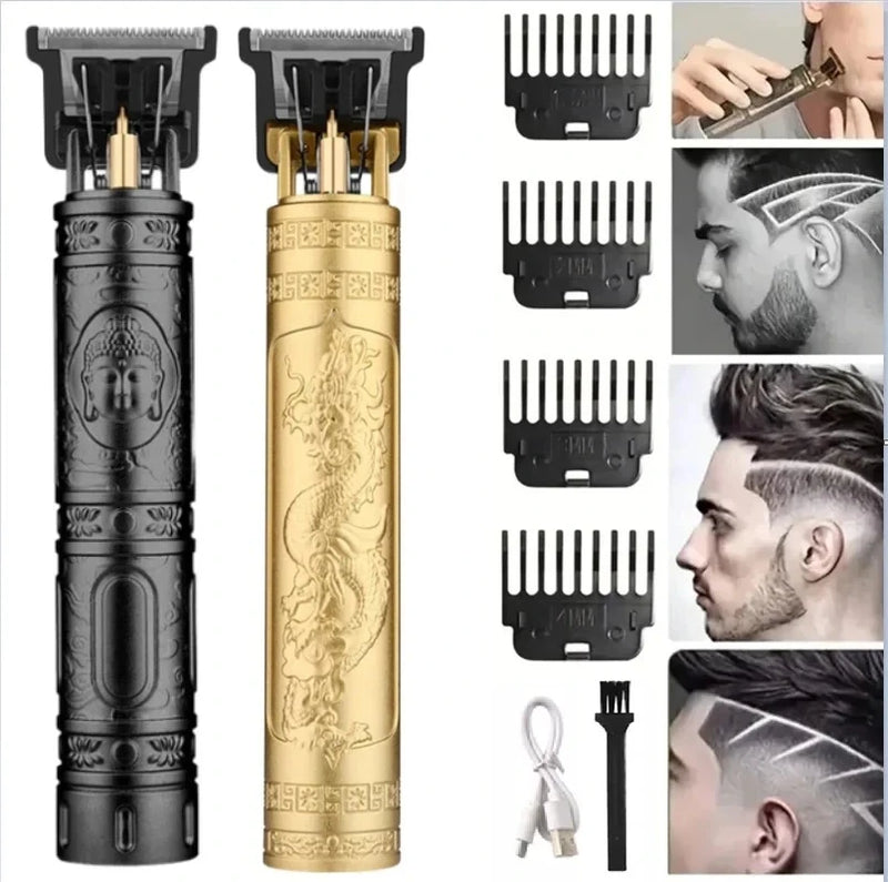 Máquina de Cortar Cabelo e Barba Profissional Vintage, Recarregável