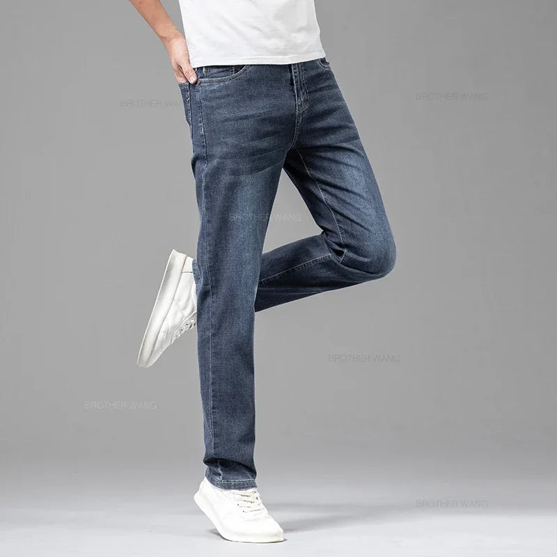 Calça Jeans Masculina Fina de Algodão, Elástica e Confortável