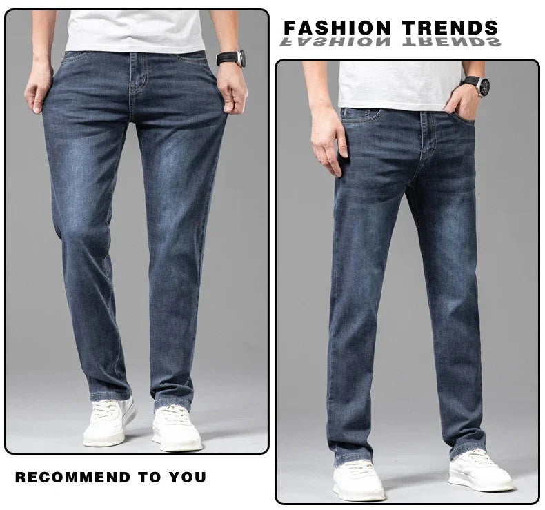 Calça Jeans Masculina Fina de Algodão, Elástica e Confortável